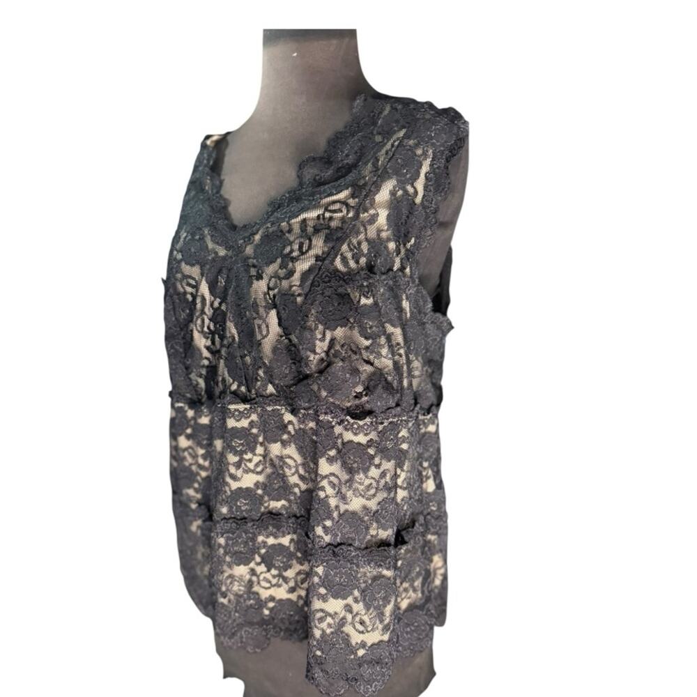 Y2K Black Lace Illusion Babydoll Whimsigoth Top Womens Size 18/20W Dark Romantic - Picture 3 of 5